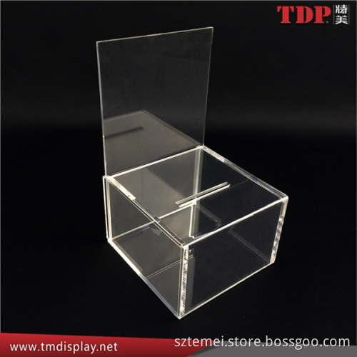 wholesale custom charity collection box acrylic donation box with sign holder